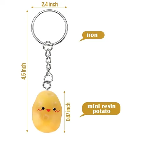 Simpatico Portachiavi a Forma di Patata in Resina Ciondolo Giallo con Faccina Sorridente Portachiavi Creativo per Borsa Regalo Amici