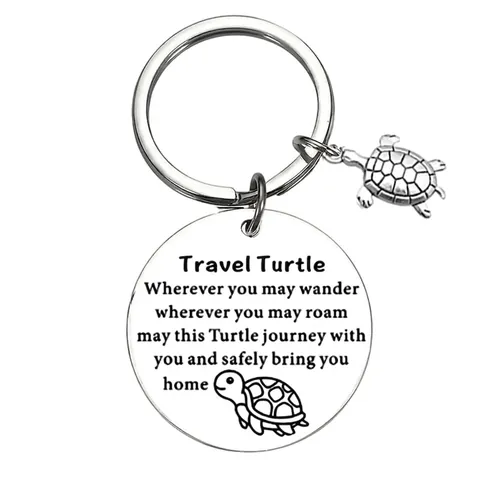 Edelstahl Schildkröte Schlüsselanhänger Motivierender Gravierter Spruch Reise Schildkröte Charm Schlüsselring Für Freunde Geburtstag Abschluss Geschenk