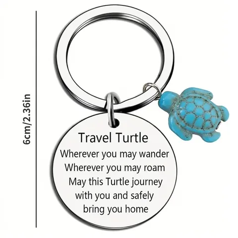 Edelstahl Schildkröte Schlüsselanhänger Motivierender Gravierter Spruch Reise Schildkröte Charm Schlüsselring Für Freunde Geburtstag Abschluss Geschenk