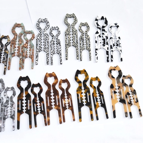 Bastoncino per Capelli in Acetato con Orecchie di Gatto a Forma di U Forcina con Motivo Tartaruga Leopardo Donna Gioielli