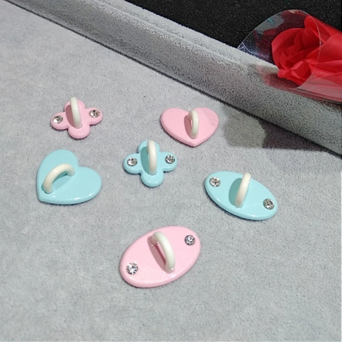 Acrylic Heart Oval Clover Phone Case Hook With Rhinestone Cream Color DIY Adhesive Phone Decoration Charm Korean Style Hook