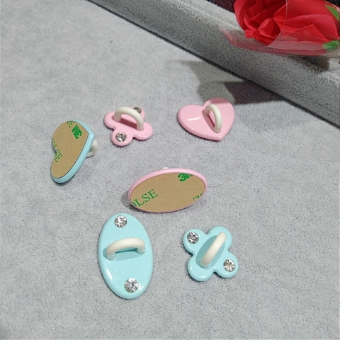 Acrylic Heart Oval Clover Phone Case Hook With Rhinestone Cream Color DIY Adhesive Phone Decoration Charm Korean Style Hook