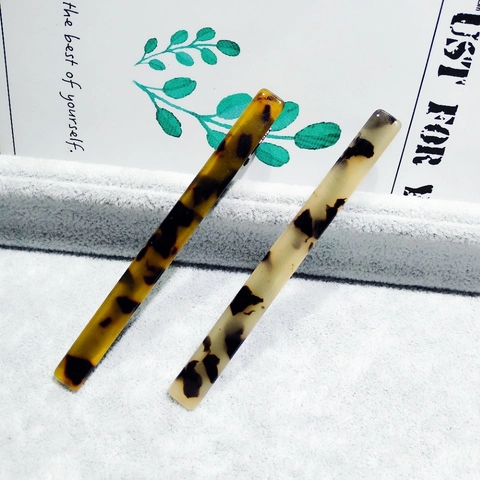 Fermaglio per Capelli Coreano Minimalista in Acetato con Stampa Leopardata Rettangolare Tartarugato Laterale per Styling Quotidiano Donna