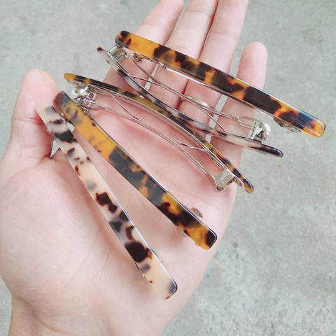 Barrettes à Cheveux en Acétate Imprimé Léopard Vintage pour Femmes Clips à Ressort Rectangulaires Longs Barrettes de Mode Accessoires de Coiffure