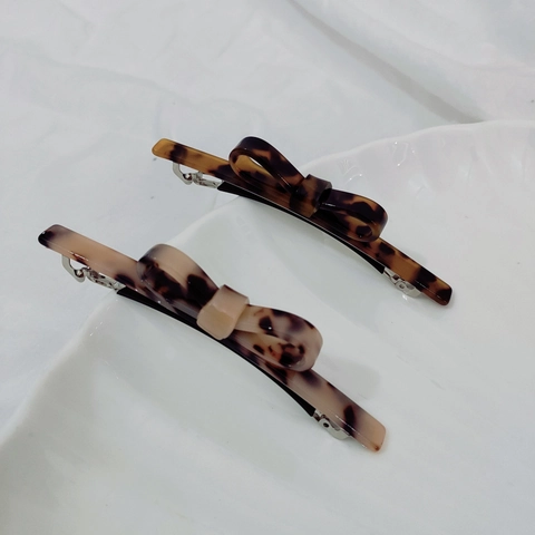 Pinza de Pelo de Lazo con Estampado de Leopardo de Acetato Clip de Resorte de Carey Simple Coreano Accesorios para el Cabello para Mujer Moda Diaria