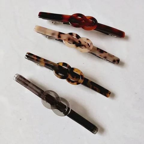 Französische Acetat Schildpatt Haarklammer Minimalistische Barrette Mit Leopardenmuster Für Damen Retro Geometrische Feder Haarschmuck