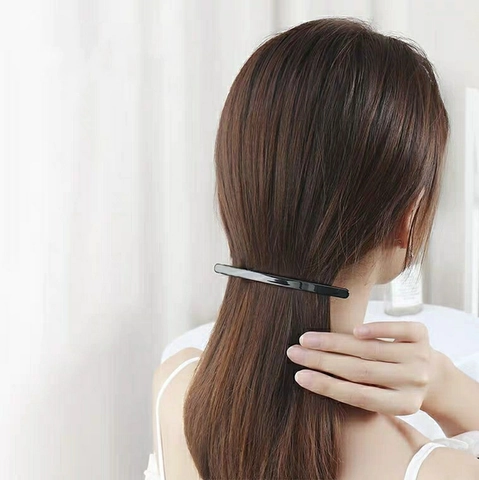 Minimalistische Schwarze Zelluloseacetat Haarspange Für Damen Glänzende Einfache Rechteckige Federclip Täglich Haarschmuck