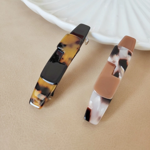 Fermagli per Capelli Retro in Acetato Leopardo Tartarugato Patchwork per Donna Eleganti Accessori per Capelli a Molla Rettangolari