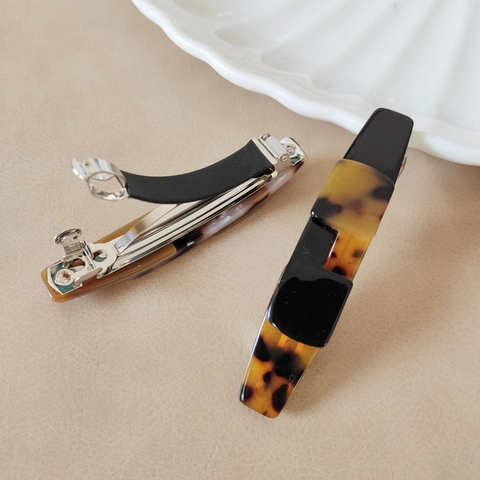 Fermagli per Capelli Retro in Acetato Leopardo Tartarugato Patchwork per Donna Eleganti Accessori per Capelli a Molla Rettangolari