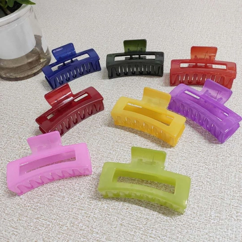 Pinza para el Cabello Rectangular Hueca de Acrílico Color Gelatina Elegante para Mujer Estilo Coreano Simple Accesorio Geométrico Grande