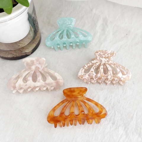 Französisch Retro Zelluloseacetat Haarklammer Elegant Große Shark Clip Marmor Schildpatt Haarschmuck Für Frauen