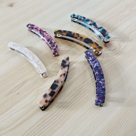 Fermaglio per Capelli a Banana in Acetato Stile Francese Supporto per Coda Verticale Motivo Leopardato Marmoreo Donna