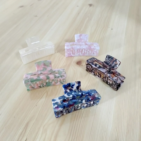Pinza de Pelo de Rectángulo de Acetato de Estilo Francés para Mujer Elegante Patrón de Flores Mármol Accesorios de Pelo
