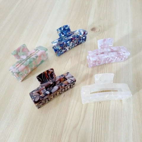 Pinza de Pelo de Rectángulo de Acetato de Estilo Francés para Mujer Elegante Patrón de Flores Mármol Accesorios de Pelo