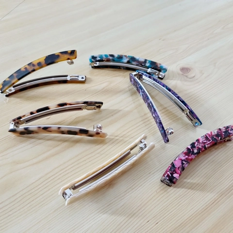 Fermaglio per Capelli a Banana in Acetato Stile Francese Supporto per Coda Verticale Motivo Leopardato Marmoreo Donna