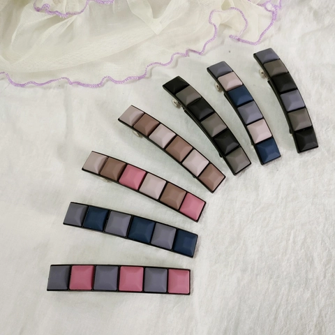 Koreaanse Ins Stijl Matte Geometrische Vierkante Hars Haarspelden Voor Vrouwen Minimalistische Rechthoekige Veerclips Retro Barrette
