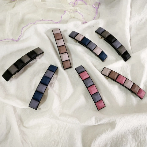Koreaanse Ins Stijl Matte Geometrische Vierkante Hars Haarspelden Voor Vrouwen Minimalistische Rechthoekige Veerclips Retro Barrette