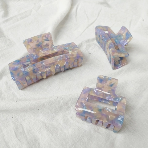 Molla per Capelli in Acetato con Motivo Marmo Grande Rettangolare Geometrica Fermagli per Capelli Minimalisti Antiscivolo Accessori per Donna Ragazza