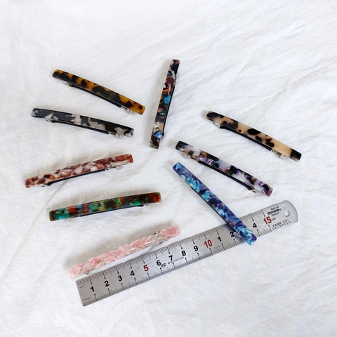Pinza para el Pelo de Acetato Minimalista Francés Geométrico Mármol Estampado Floral Barrette Rectangular para Mujer Accesorio