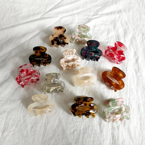 Molla per Capelli in Acetato Vintage Francese Stampa Leopardata Motivo Marmo Floreale Piccola Molletta per Capelli Donna