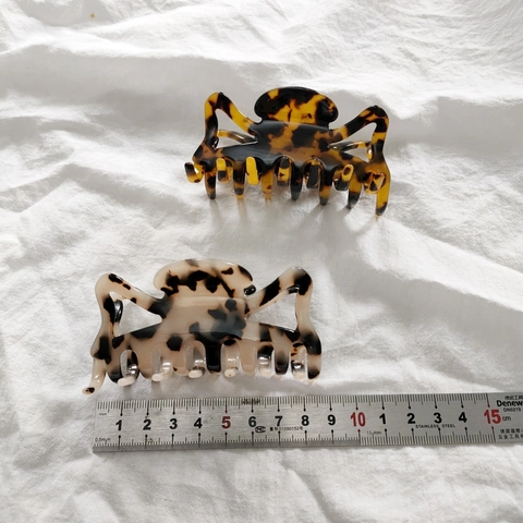 Pinza para el Cabello de Acetato de Carey Vintage para Mujer Estampado de Leopardo Clip de Tiburón Grande Accesorio para el Cabello