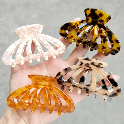 Pinza para el Cabello de Acetato Elegante Francesa para Mujer Pinzas Grandes con Patrón de Carey y Mármol Accesorios para el Cabello