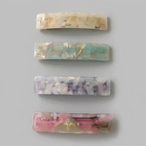 Acetate Marble Pattern Rectangle Hair Clip Elegant Korean Style Spring Clip Hairpin For Women Daily Styling Accessory