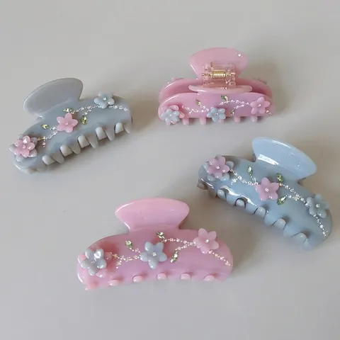 Elegante Molla per Capelli in Acetato con Fiore e Strass Vintage Francese Accessorio per Acconciatura Donna Festa Quotidiana