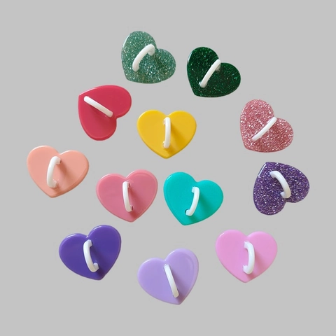 Heart Shaped Phone Case Hook Self Adhesive Acrylic DIY Phone Shell Decor Accessory Glitter Heart Sticker Hook For Keychains