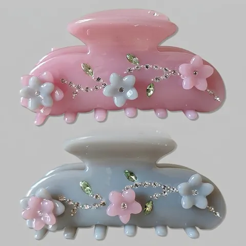 Elegante Molla per Capelli in Acetato con Fiore e Strass Vintage Francese Accessorio per Acconciatura Donna Festa Quotidiana