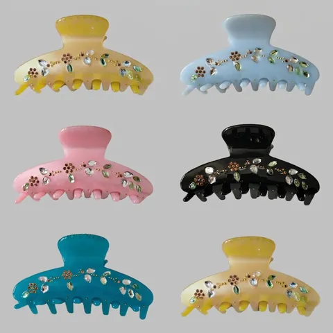 Haarklammer Aus Zelluloseacetat Mit Strass Blumen Design Hochwertige Große Haarklammer Für Damen Haarstyling Zubehör