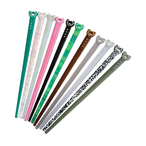 Palo para el Pelo Minimalista de Acetato en Forma de Corazón para Mujer Incrustación de Strass Estilo Francés Elegante Accesorio para el Cabello