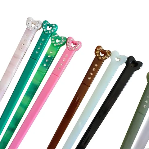 Palo para el Pelo Minimalista de Acetato en Forma de Corazón para Mujer Incrustación de Strass Estilo Francés Elegante Accesorio para el Cabello