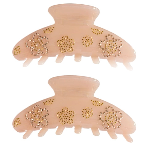 French Vintage Acetate Hair Claw Clip Rhinestone Flower Large Shark Clip For Women Sweet Floral Hair Grip Non-Slip Hair Accessories