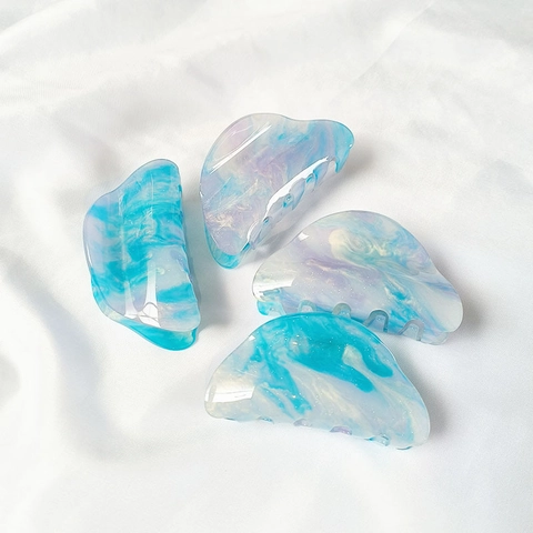 Pinza per Capelli in Acrilico Marmorizzato in Stile Francese per Donna Blu Viola Sfumato Accessori per Capelli