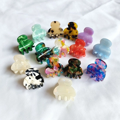 Mini Pinzas de Pelo de Acetato Francés Pequeñas Pinzas de Cangrejo con Textura de Mármol para Niñas Accesorios