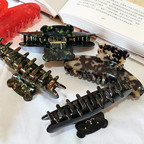 Pinza per Capelli Francese in Acetato a Forma di Orso per Donna Simpatico Fermaglio a Forma di Animale Grande Accessori per Capelli Eleganti con Strass