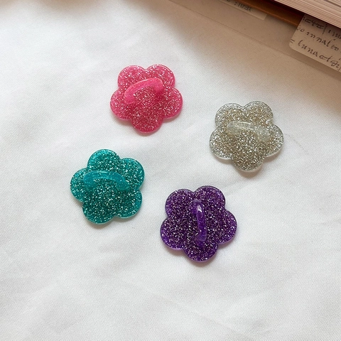 Gancho para Teléfono Móvil con Forma de Flor de Purpurina Acrílica Hecho a Mano Adhesivo para Decoración de Funda de Teléfono Flor de Ciruelo
