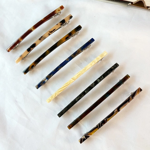 Pinza para el Cabello Delgada de Acetato Francés Simple Vintage Patrón de Carey Mármol Clip de Resorte Accesorios para Mujer