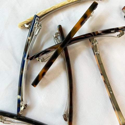 Pinza para el Cabello Delgada de Acetato Francés Simple Vintage Patrón de Carey Mármol Clip de Resorte Accesorios para Mujer