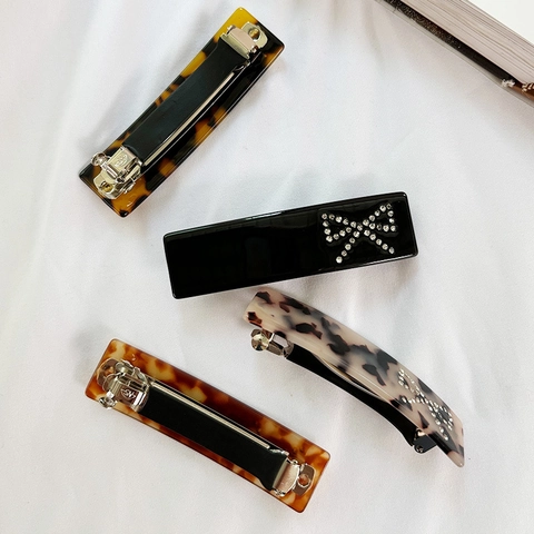 Pasador de Acetato Francés para Mujer Elegante Lazo Strass Pinza de Pelo Vintage Clip de Resorte Accesorios para Boda Fiesta