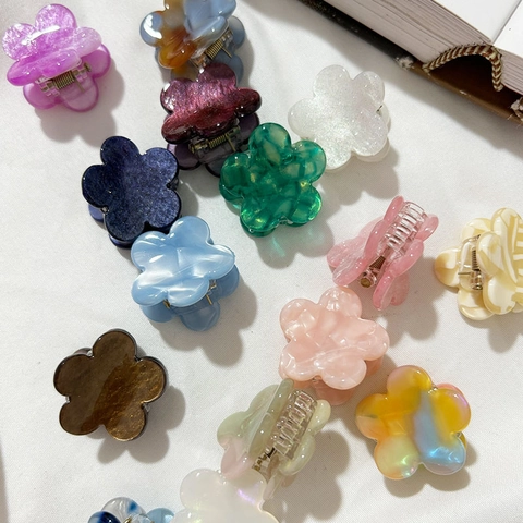 Mini Bloem Haarklemmen Acetaat Kleurrijk Fantoom Kleine Haarklemmen Voor Pony Schattige Top Clips Handgemaakt Haaraccessoires Dames