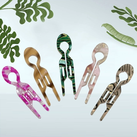 Neu Chinesischer Stil Minimalistisch U-förmig PVC Haarstab Für Damen Marmormuster Haargabel Styling Tool Haarschmuck