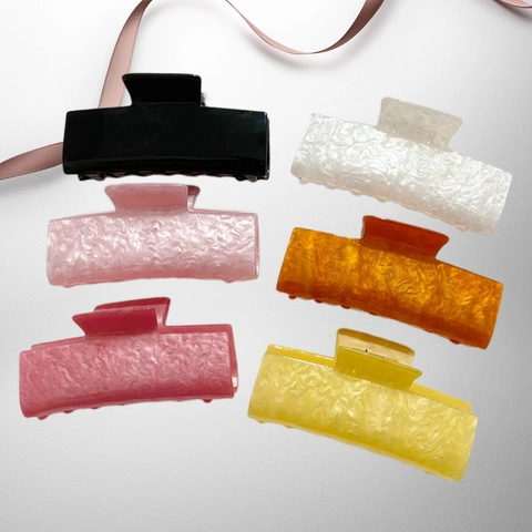 Grande Pinza per Capelli in Acrilico con Motivo Marmo Stile Francese Minimalista Clip Rettangolare per Capelli Donna Accessori