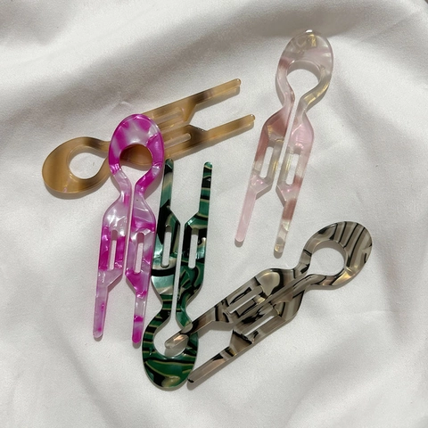 Neu Chinesischer Stil Minimalistisch U-förmig PVC Haarstab Für Damen Marmormuster Haargabel Styling Tool Haarschmuck
