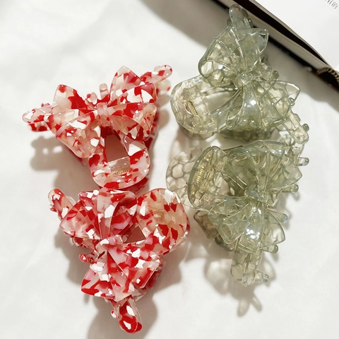 Elegante Molla per Capelli Francese in Acetato a Fiocco per Donna Motivo Marmo Fatta a Mano Clip a Squalo Accessorio per Acconciature