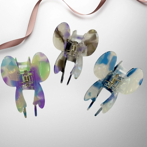 Franse Stijl Acetaat Vlinder Haarklem Elegant Gemarmerd Handgemaakt Haaraccessoire Voor Dames Dagelijkse Haarfixatie