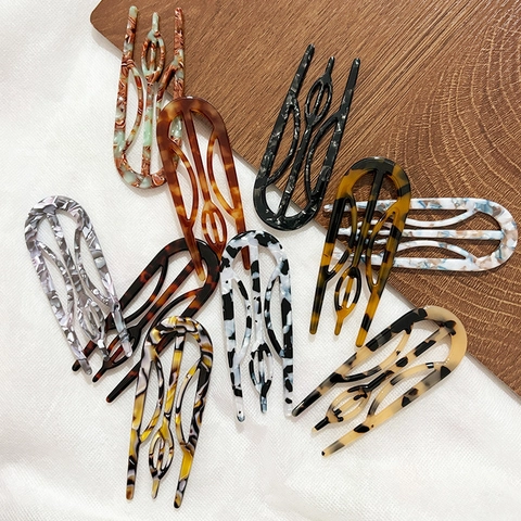 Vintage U-Vormige Acetaat Haarstick Drietandige Haarvork Voor Vrouwen Retro Schildpad Patroon Knot Clip Styling Accessoire