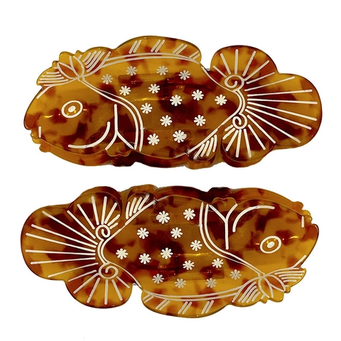 Molla per Capelli Creativa a Forma di Pesce Rosso in Acetato Motivo Tartarugato Cinese Retro Pinza per Capelli Donna Accessori per Acconciature