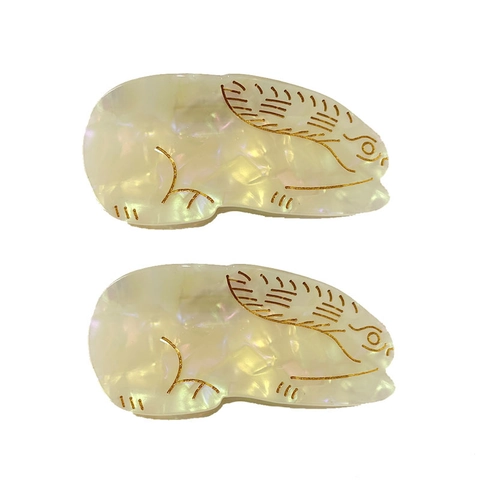 Pearlescent Acetate Rabbit Hair Claw Clip Fashionable Cute Animal Large Shark Clip Mermaid White Hair Accessories For Women